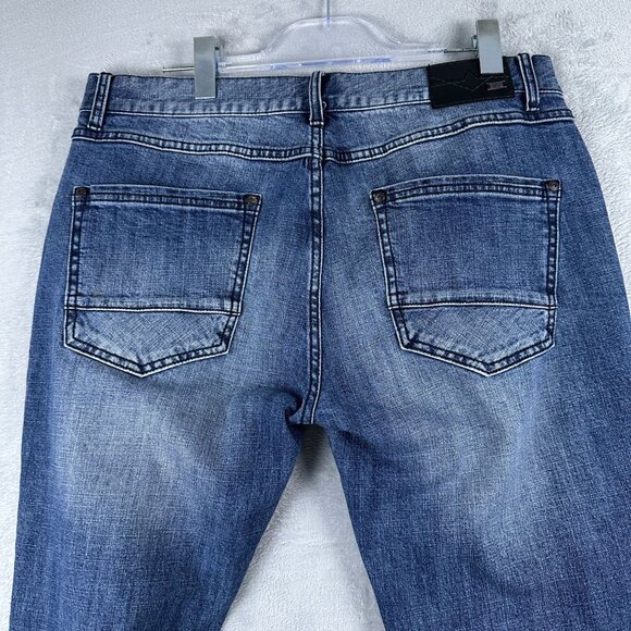 INC International Concepts Straight Leg Jeans Womens Size 34W Distressed Blue - Picture 4 of 12